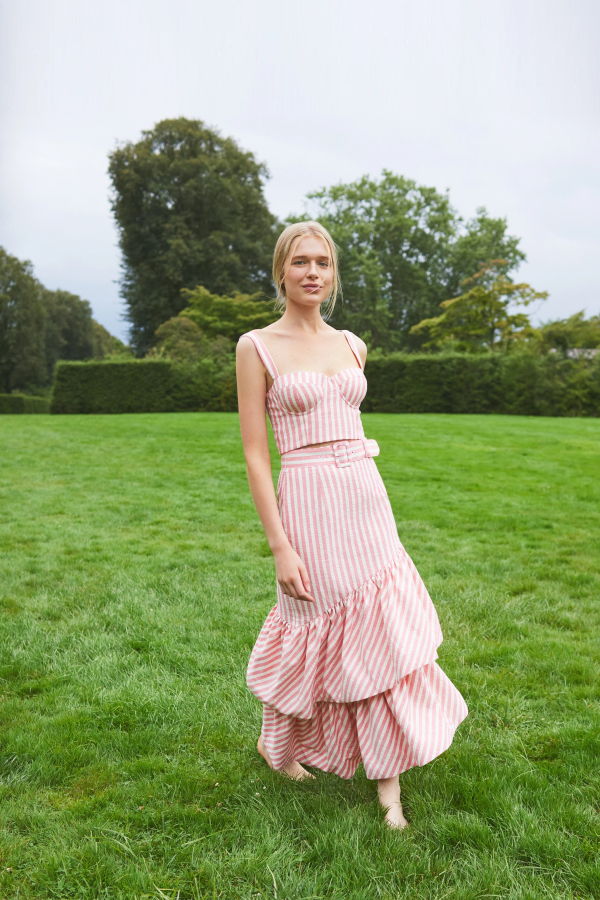 Cara Cara Claudine Top - Ivory/Pink Stripe Seersucker