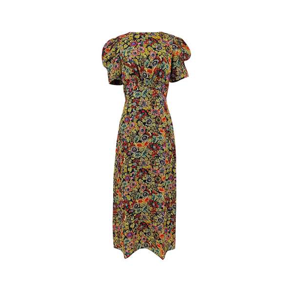 saloni bianca floral-print silk dress Saloni Bianca Printed Silk Dress In Turquoise - 55% Off