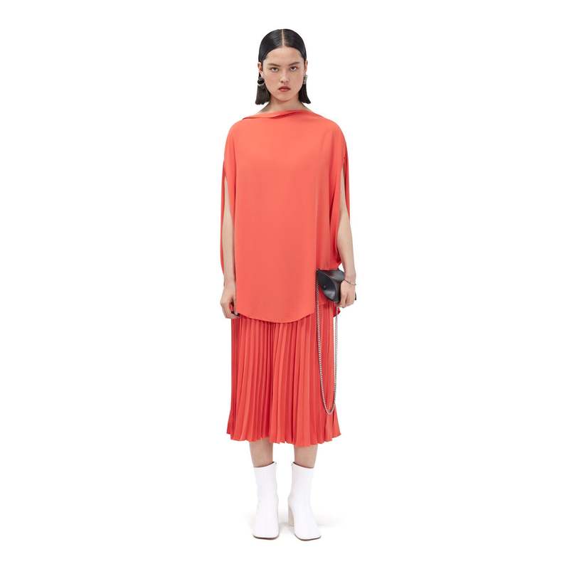 Maison Margiela Pleated Midi Skirt - Burnt Orange | Garmentory