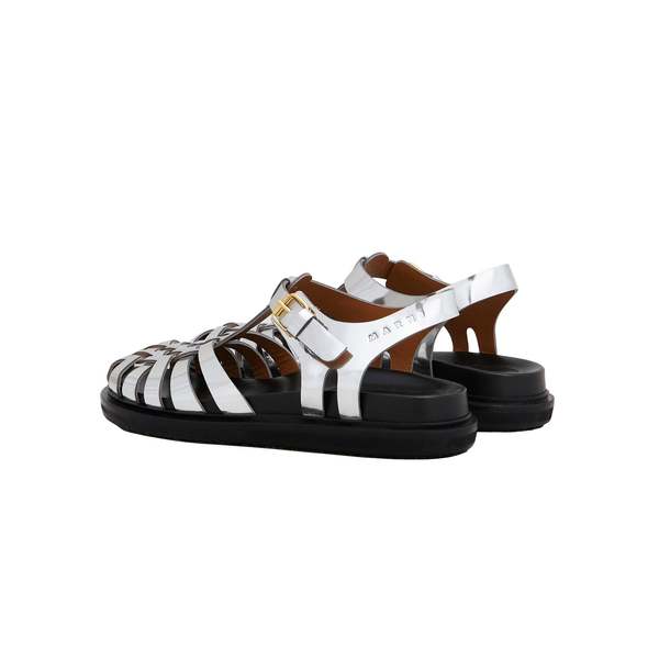 Marni Mirrored Leather Fisherman's Sandal - Silver | Garmentory