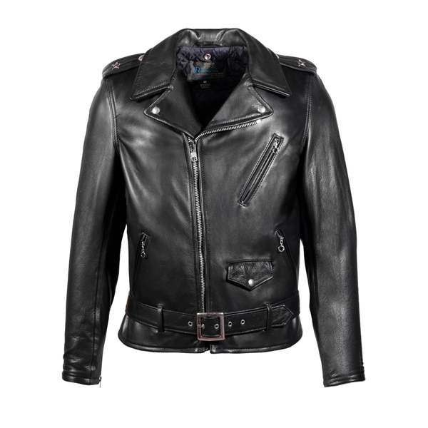 Schott N.Y.C. Waxy Natural Cowhide 50's Perfecto Motorcycle Leather Jacket - Black