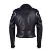 Schott N.Y.C. Women's Cropped Lambskin Leather Jacket - Black - Thumbnail 2