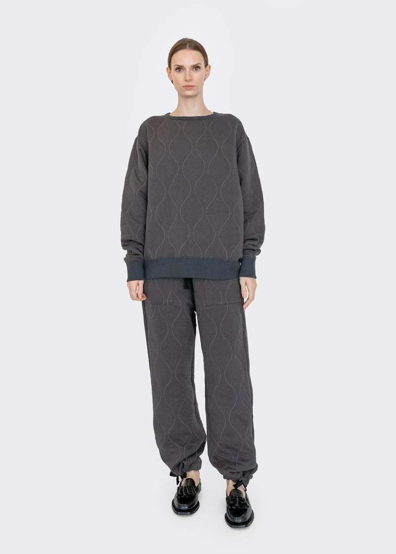 Chimala Quilted Crew Top - Charcoal Chimala Quilted Crew Top - Charcoal