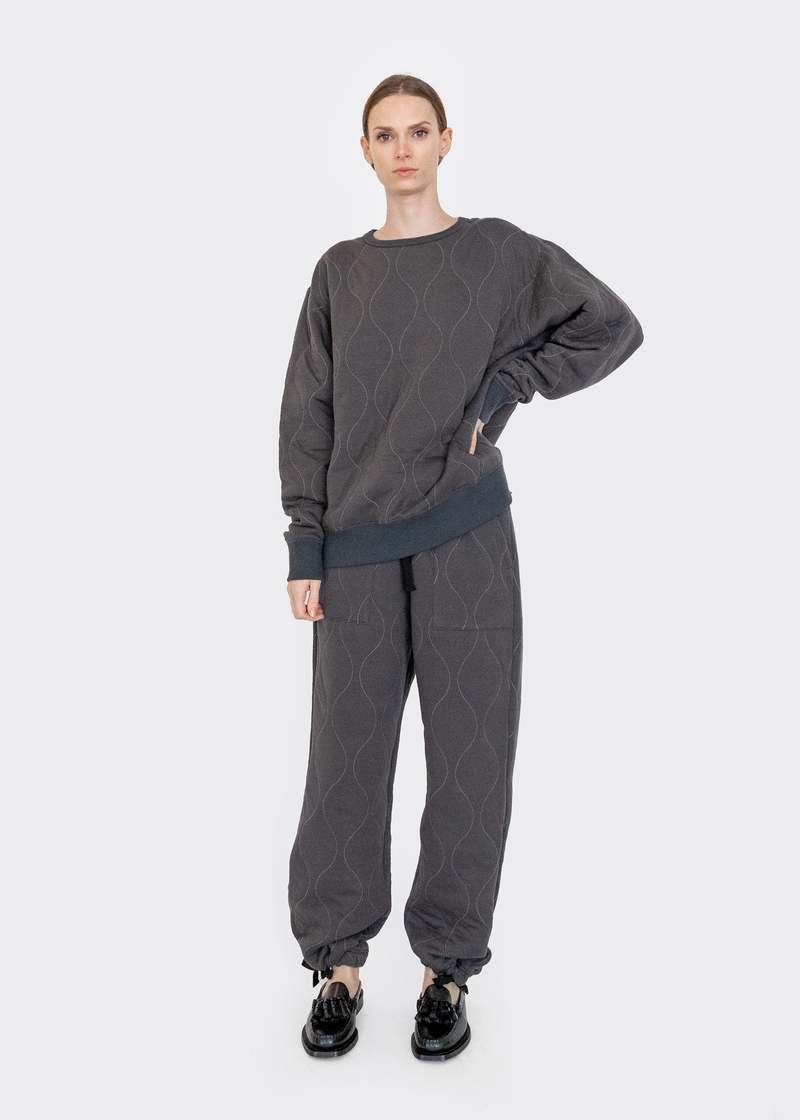Chimala Quilted Crew Top - Charcoal Chimala Quilted Crew Top - Charcoal