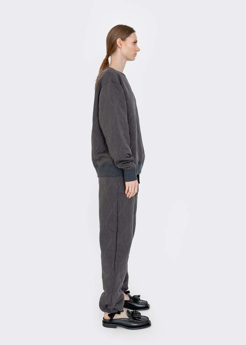 Chimala Quilted Crew Top - Charcoal Chimala Quilted Crew Top - Charcoal