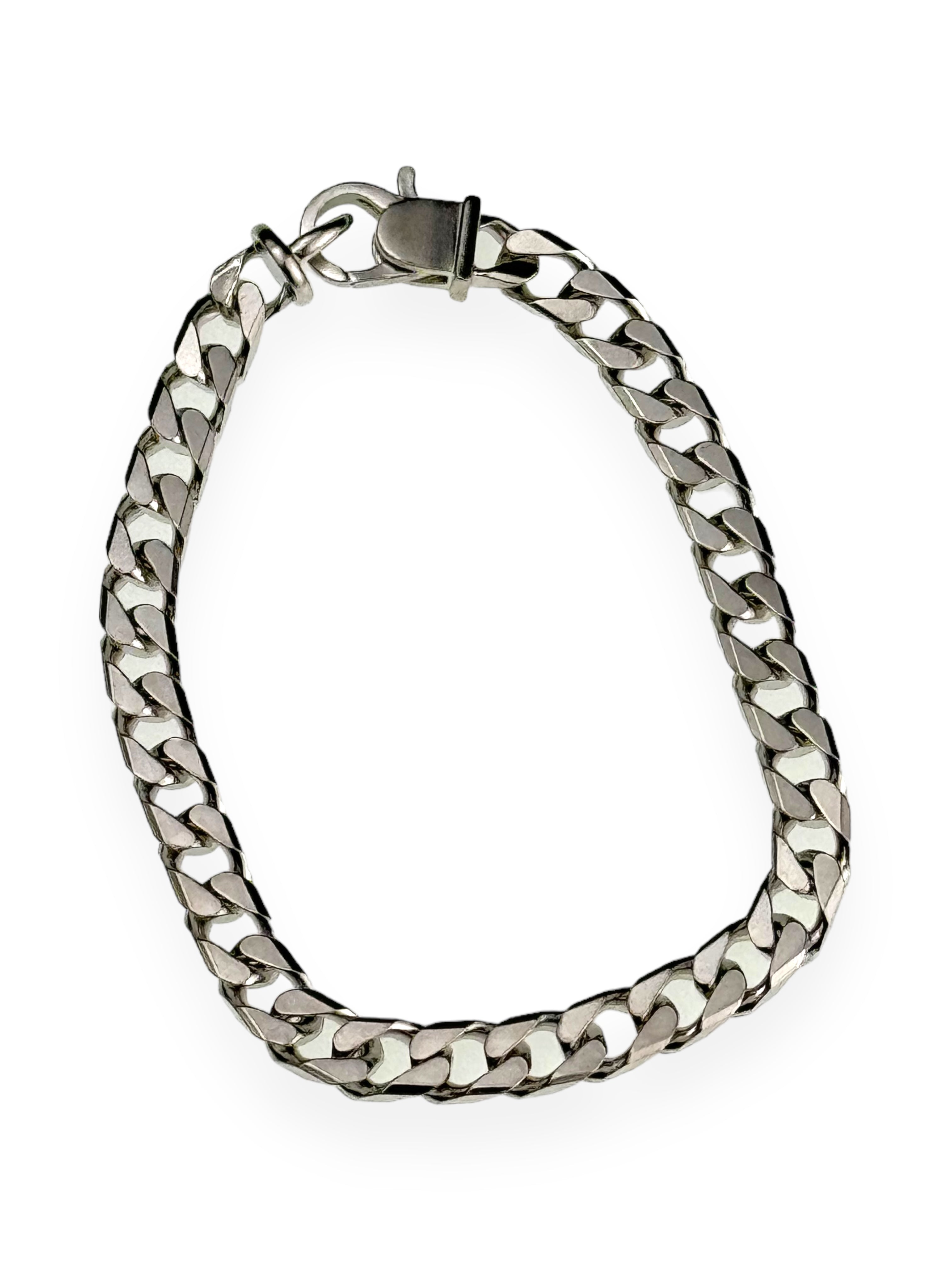 Necklace Tom Wood Figaro Bracelet 14K White Gold Flat Figaro Chain