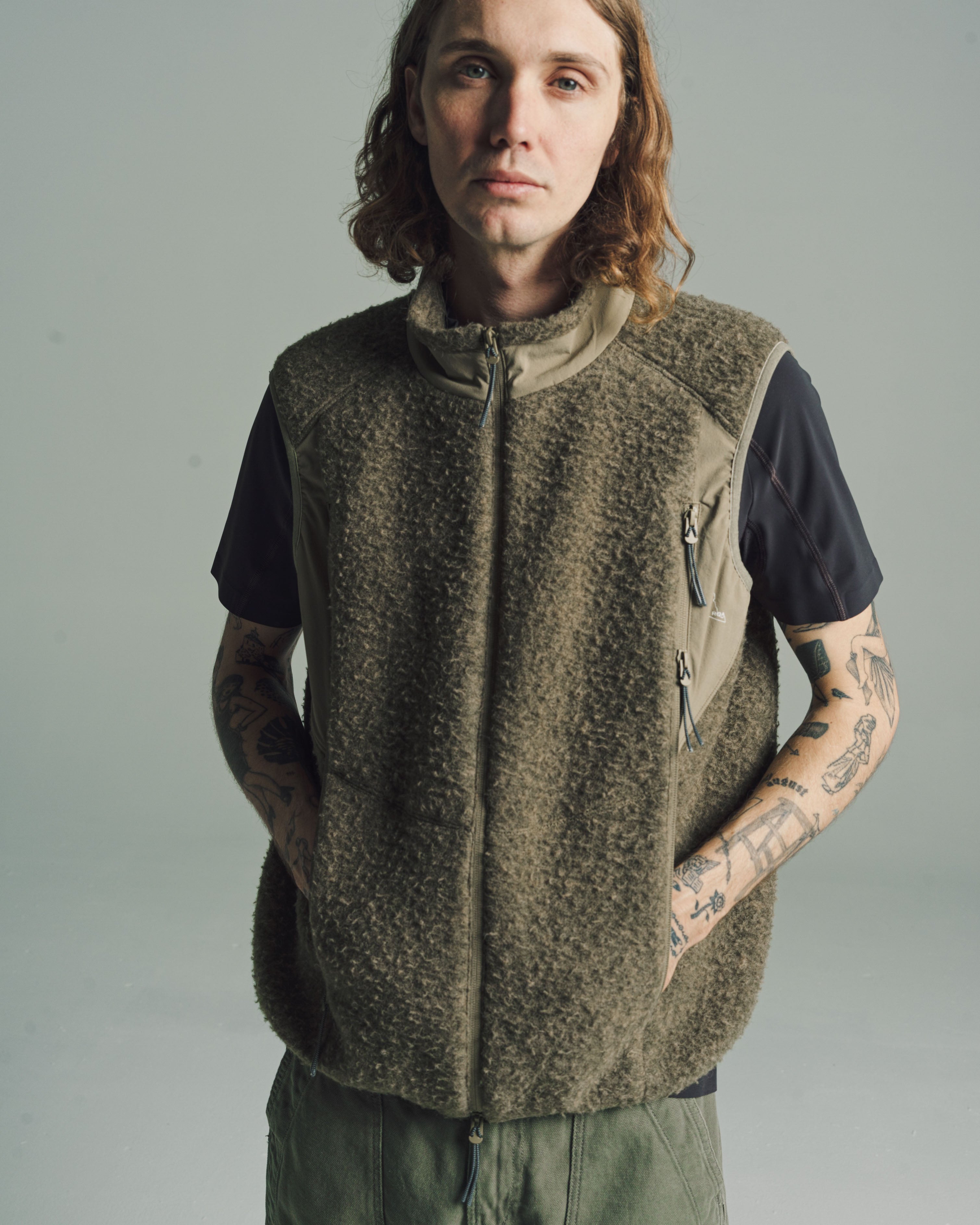 トップス ROA POLAR FLEECE VEST ROA Men's Polar Fleece Vest in Black ROA