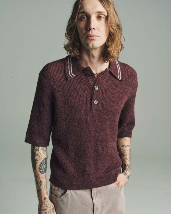 OUR LEGACY Traditional Polo 44  ニットポロ Our Legacy - Traditional Polo Euro Eggplant Fuzzy Alpaca