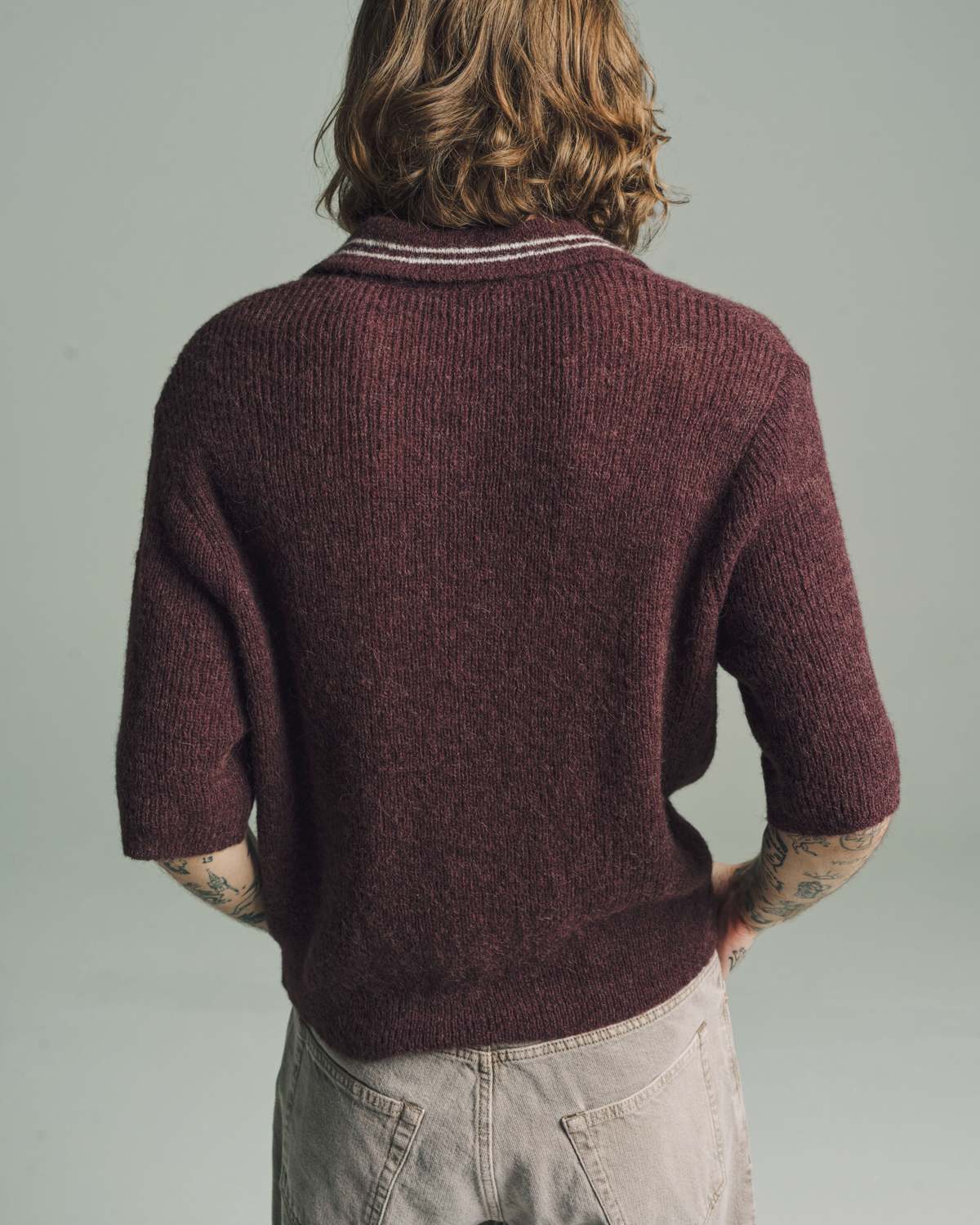 OUR LEGACY｜V-NECK KNITS (TRADITIONAL POLO Euro Eggplant Our Legacy Traditional Polo in Euro Eggplant | Liberty