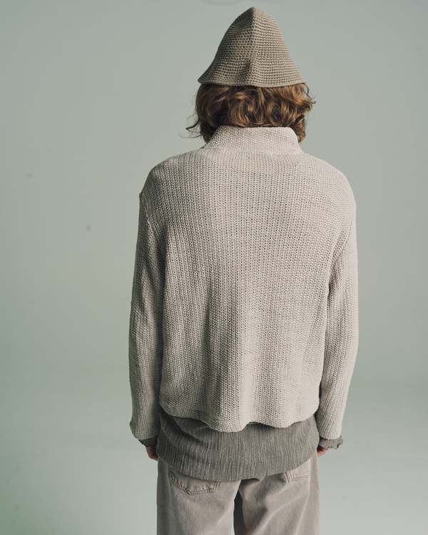 Our Legacy Rope Weave Shrunken Fullzip Polo - Musk Dusk | Garmentory