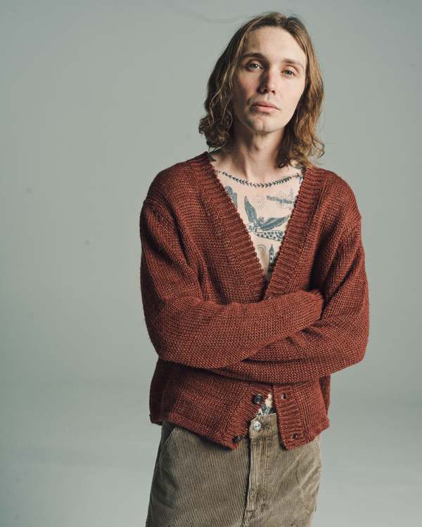 Our Legacy Hemp Academy Cardigan - Ruby Magnificent | Garmentory