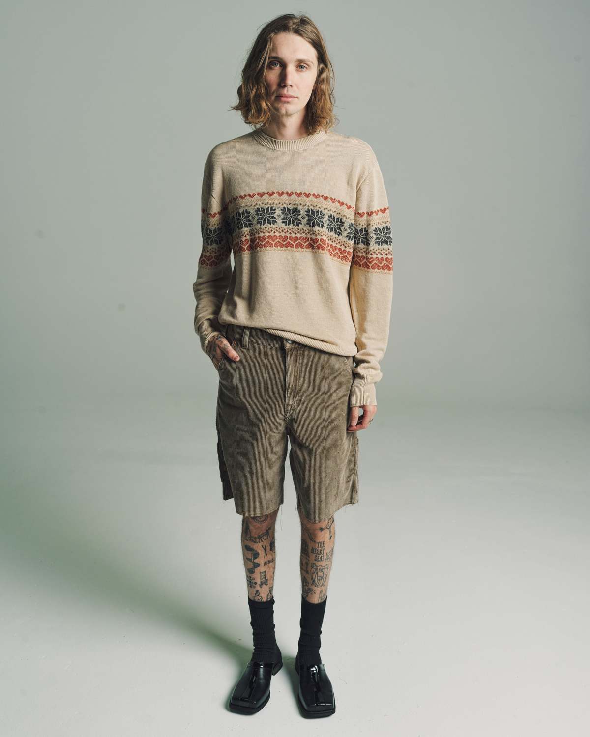 トップス OUR LEGACY BASE ROUNDNECK Our Legacy - Base Roundneck Snow Fairisle Hemp