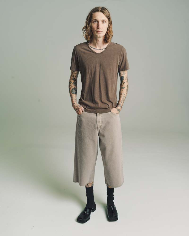 Our Legacy Cotton Silk U-Neck T-Shirt - Washed Charcoal Our Legacy Cotton Silk U-Neck T-Shirt - Washed Charcoal