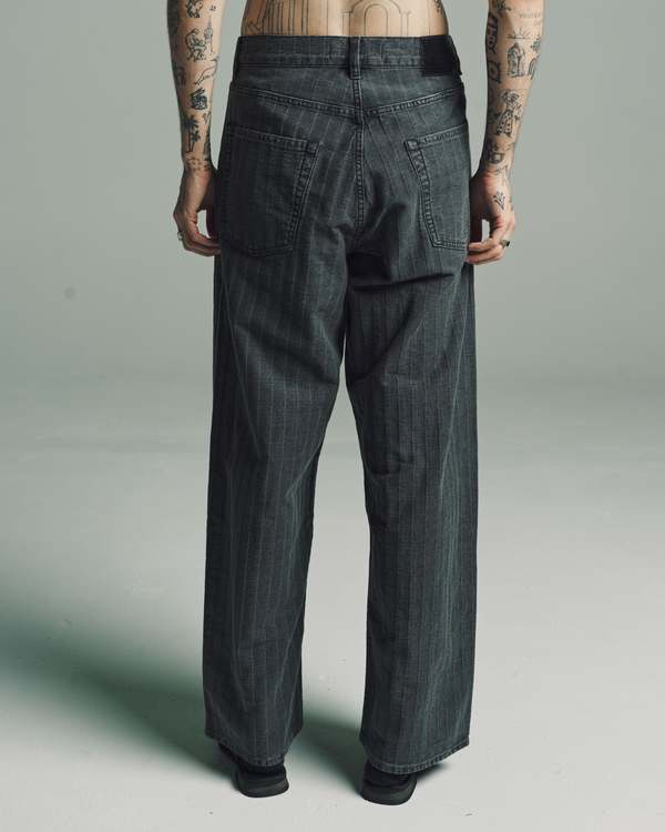 Our Legacy Torino Stripe Vast Cut Jeans - Washed Grey | Garmentory