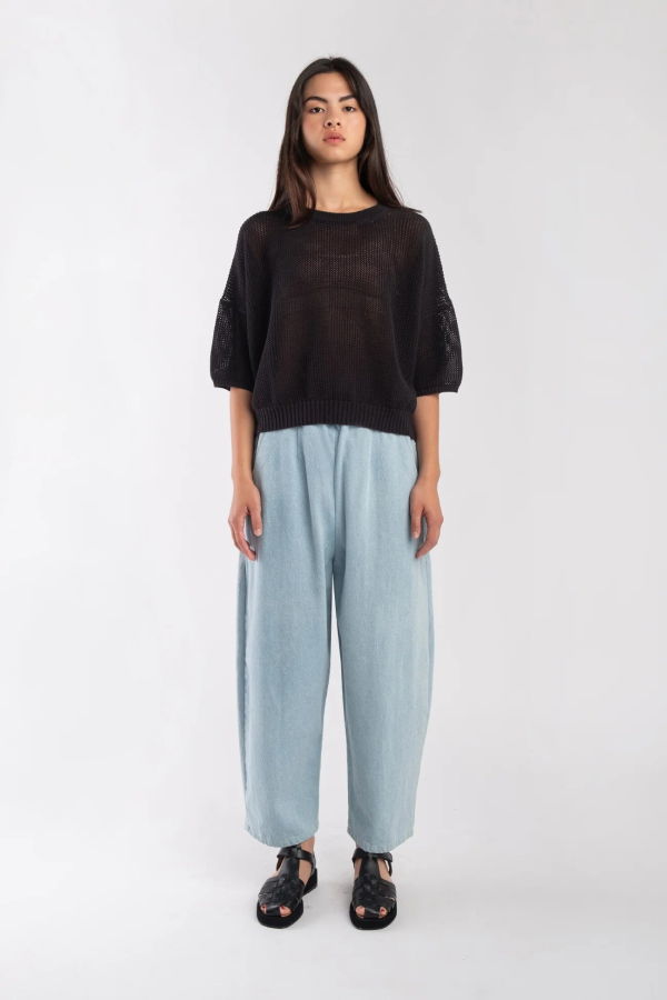 Micaela Greg MESH TEE - FADED BLACK