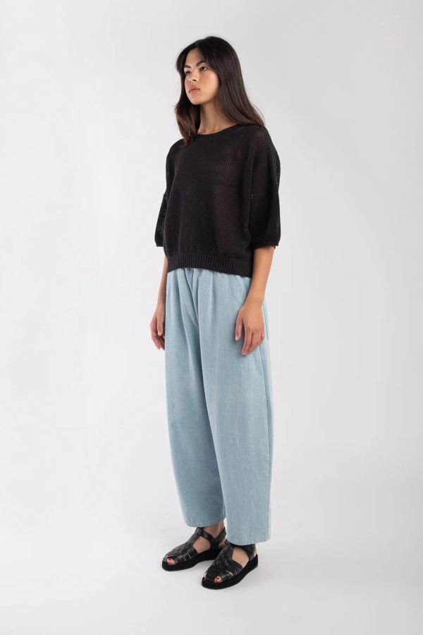 Micaela Greg MESH TEE - FADED BLACK