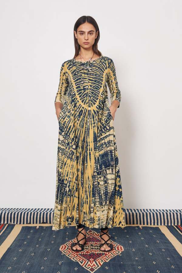 chinese dress ladies Allegra Belted Petal Maxi Dress M / Blue main image 0