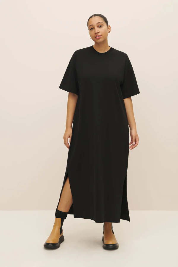 boxy t shirt dress Women's Heavyweight Oversized Maxi T-Shirt Dress by Gap True Black Petite Size XS
