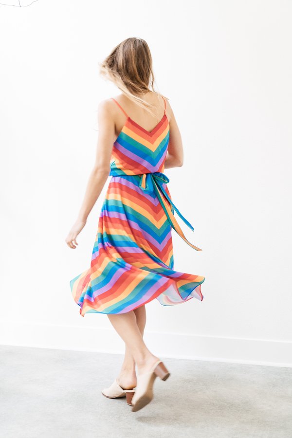 VINTAGE RAINBOW FIT AND FLARE DRESS M/L | Garmentory