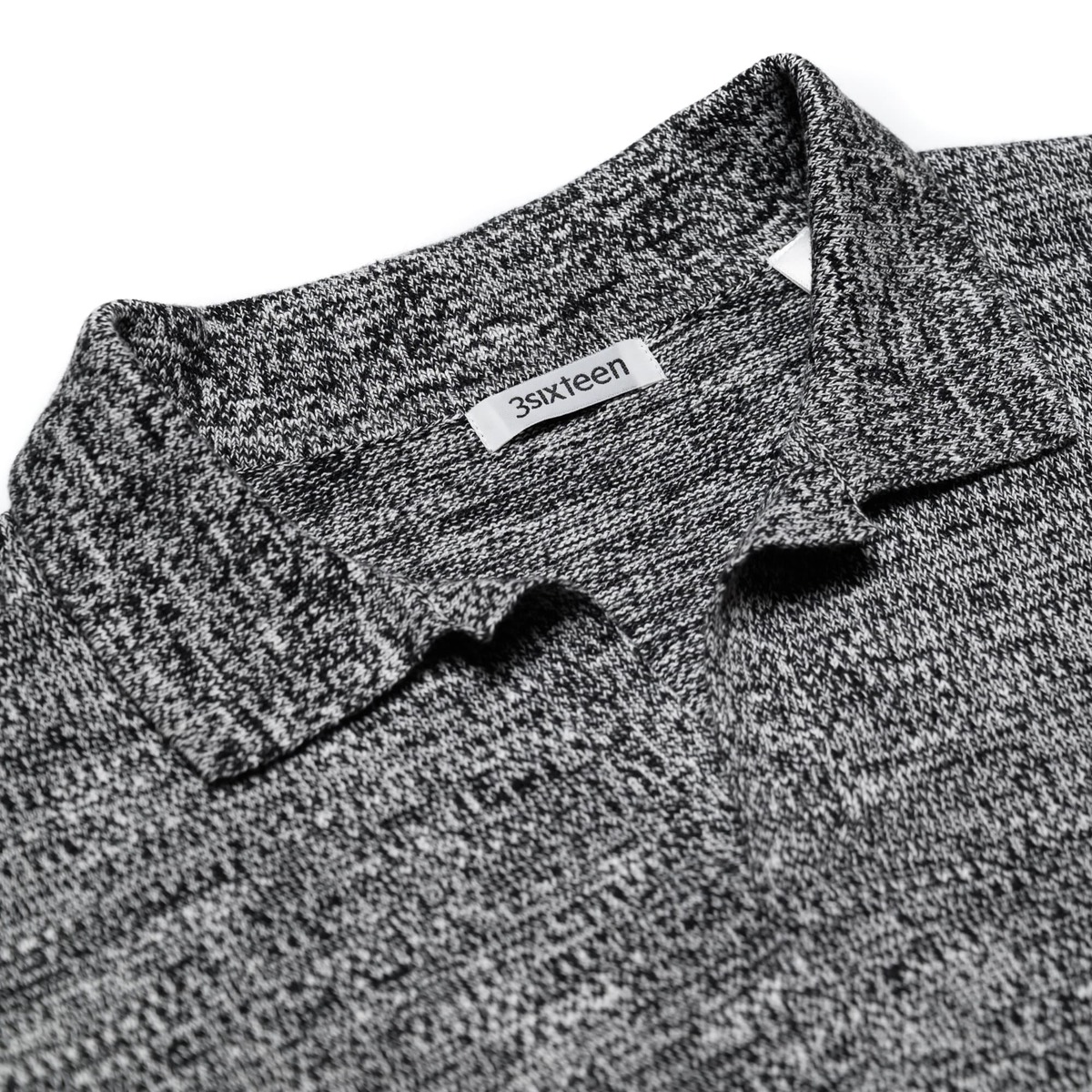 3Sixteen Knit Polo Black Marled Yarn