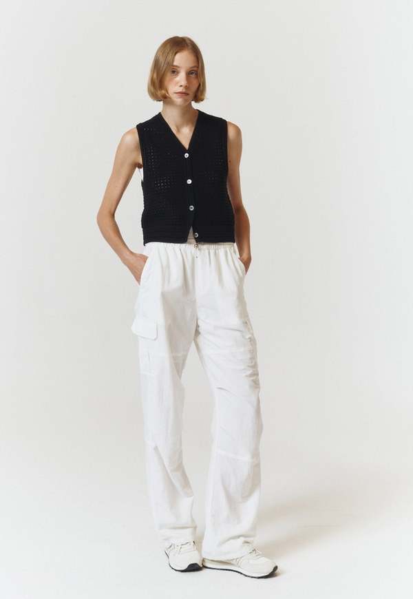 Dunst Open Crochet Knit Vest - Black