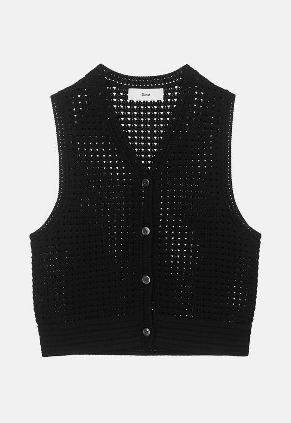 Dunst Open Crochet Knit Vest - Black