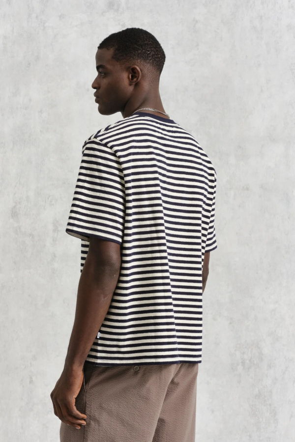 Wax London Dean Shirt - Stripe Navy/Ecru