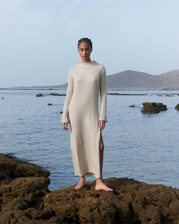 beige wool dress Max Mara | Woman - Wool and cotton canvas dress - Beige