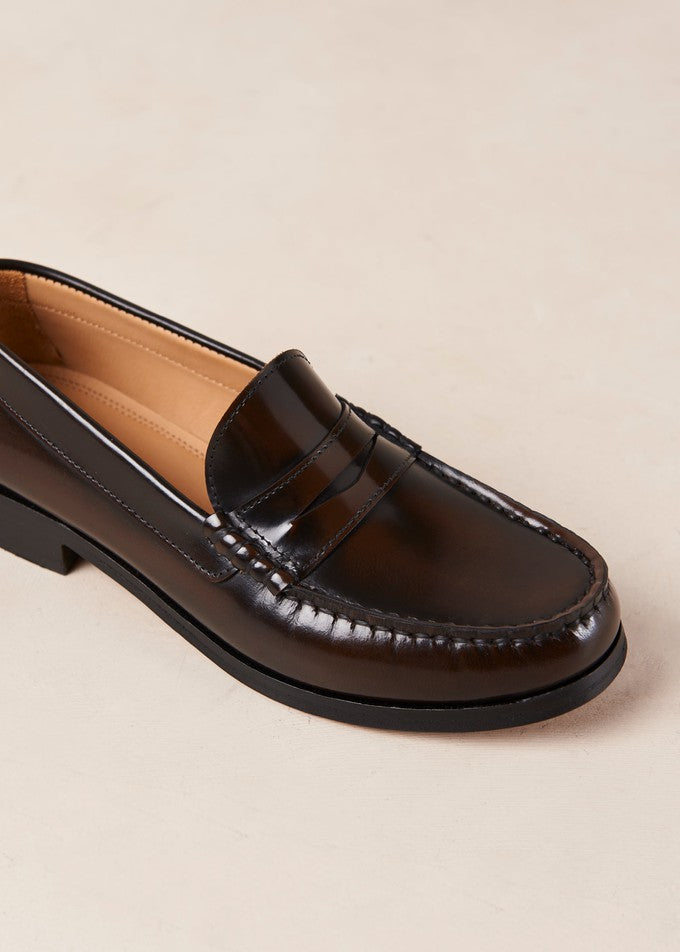 ALOHAS Rivet Leather Loafers in - Coffee Brown | Garmentory