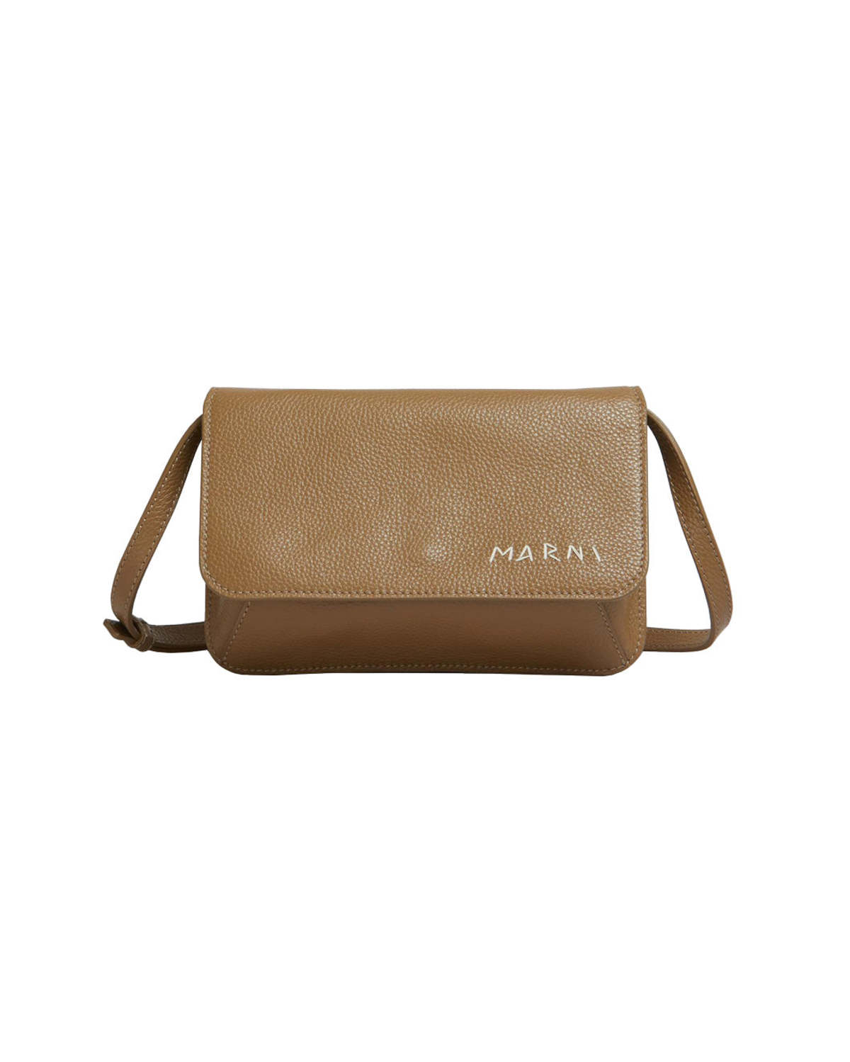 Marni Leather Shoulder Bag with Marni Mending - Brown | Garmentory