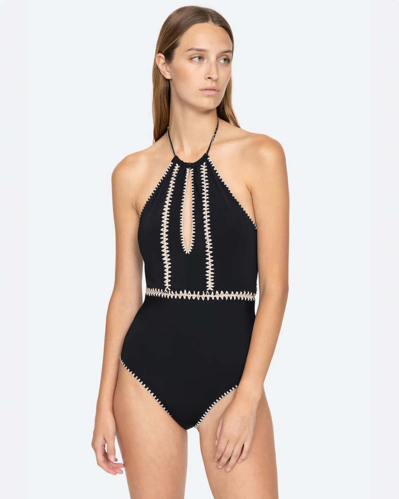 Sea NY Lemika Halter Neck One Piece - Black | Garmentory