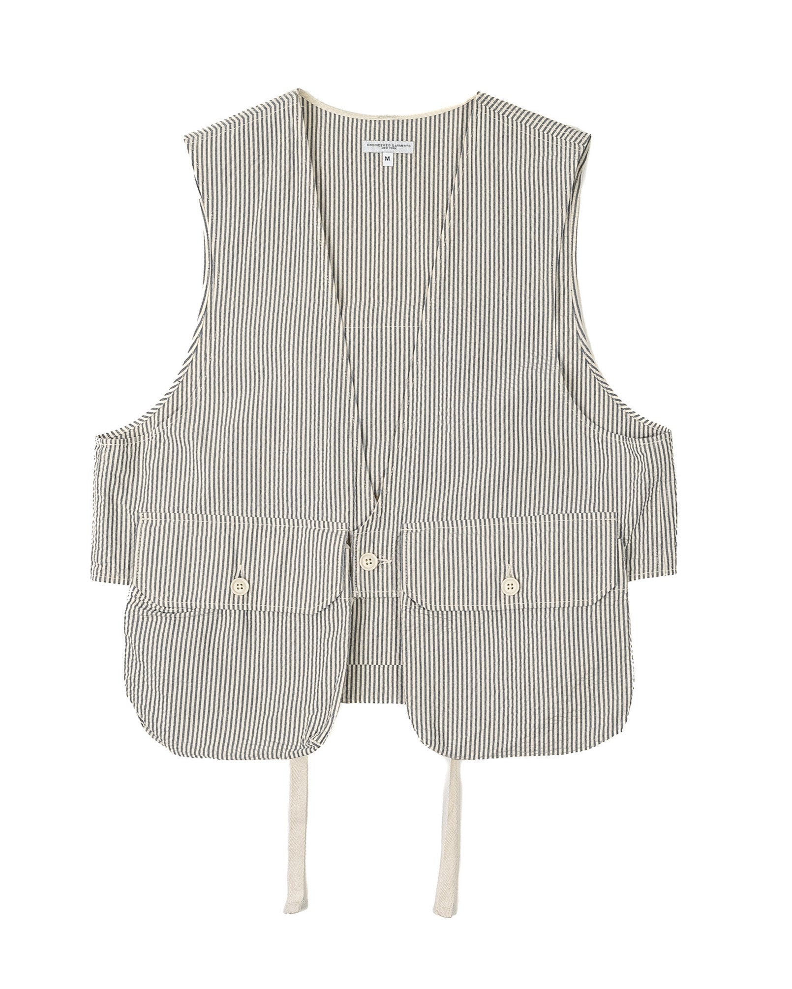 Engineered Garments Cotton Seersucker Fowl Vest - Navy/Natural