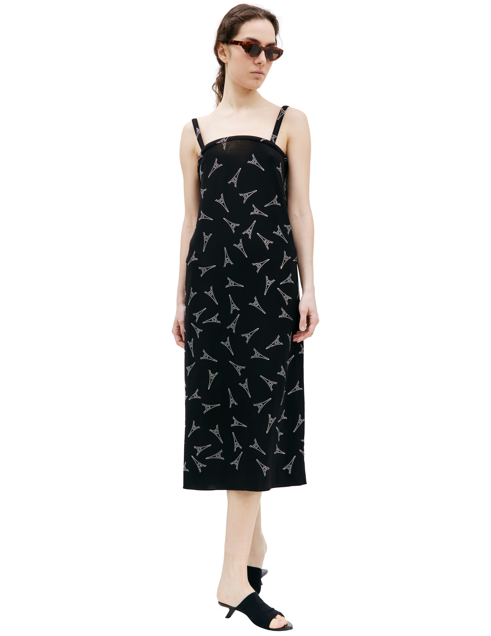 BALENCIAGA★素敵！Eiffel Tower Black Sleeveless Shirt Dress Balenciaga Black Eiffel Tower Strassed Dress | Garmentory