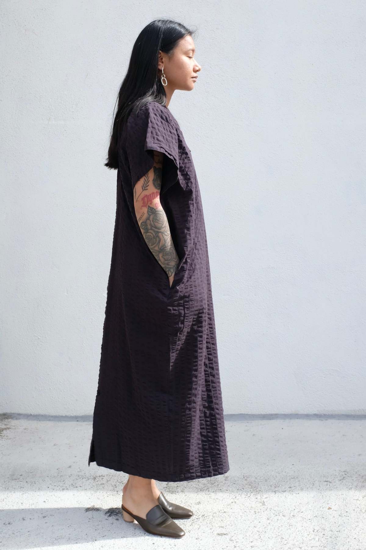 Black Crane Origami Dress - Ink Black Seersucker - Image 2 of 4