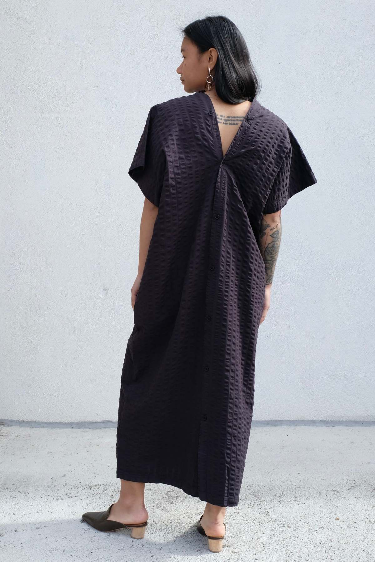 Black Crane Origami Dress - Ink Black Seersucker - Image 3 of 4