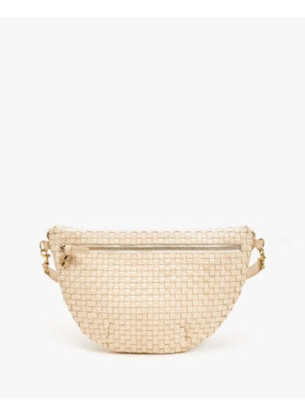 Clare V. Grande Fanny Bag - Cream Woven Checker