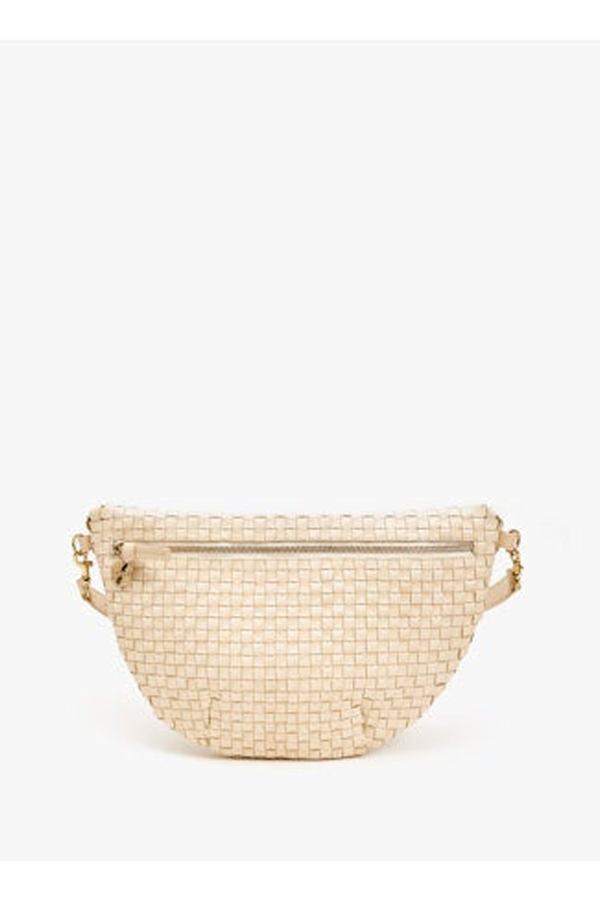 Clare V. Grande Fanny Bag - Cream Woven Checker