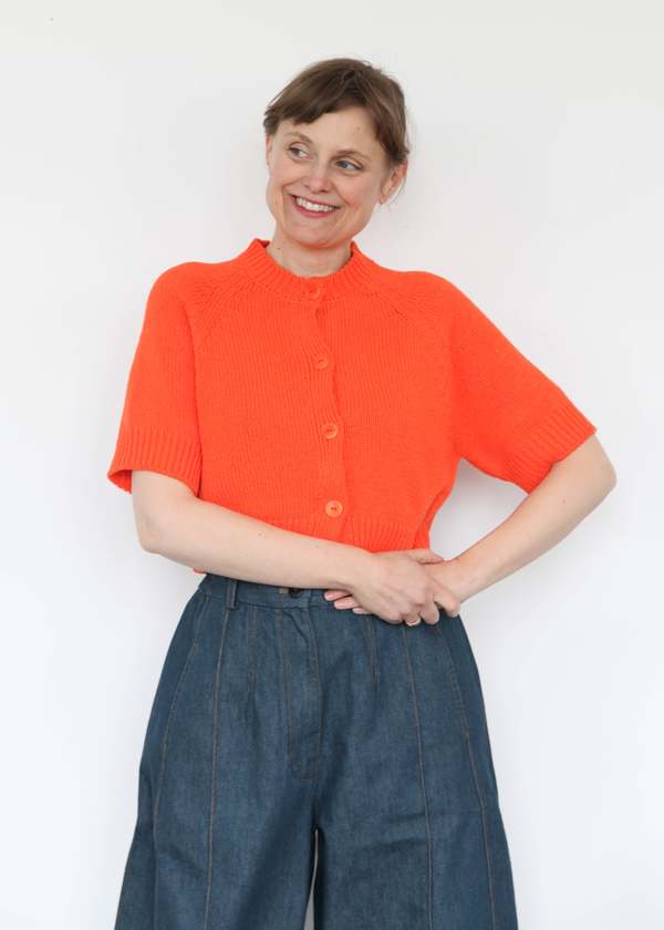 CORDERA COTTON BUTTONED TOP コットンカーディガン五分 Cordera Cotton Buttoned Top - Mandarina | Garmentory
