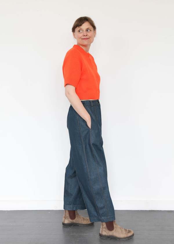 CORDERA COTTON BUTTONED TOP コットンカーディガン五分 Cordera Cotton Buttoned Top, Black – Glasswing