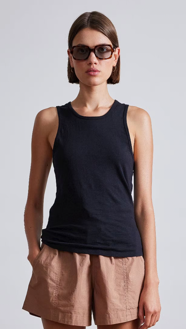 Apiece Apart Savina Razor Tank - Black/Cream | Garmentory