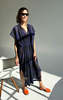 Two Plaid rouche caftan - Black/Electric blue - Thumbnail 3