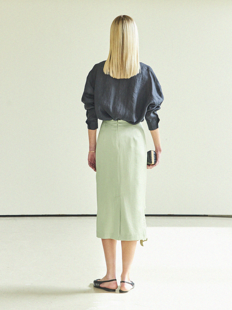 Maison De Ines Sheer Flower Detail H-Skirt - Spring Green