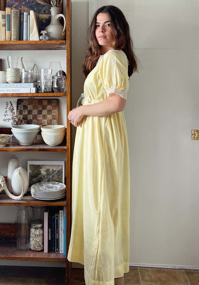 The Ludlow Shop 1920s Macrame Embroidered Dress - Yellow | Garmentory The Ludlow Shop 1920s Macrame Embroidered Dress - Yellow | Garmentory