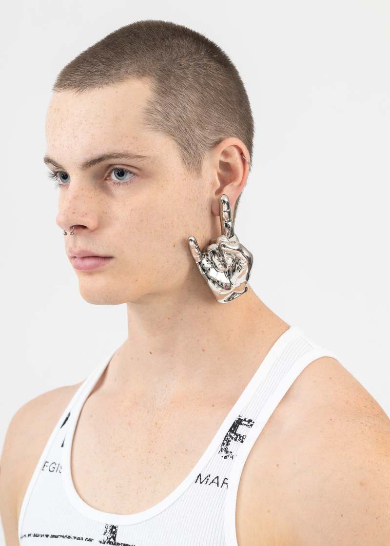 Y/project MAXI ROCK ON SINGLE EARRING - Silver | Garmentory