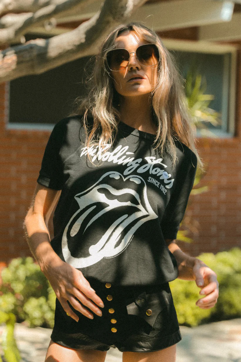 People of Leisure Rolling Stones Raglan Tee - Black