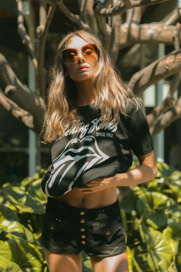 People of Leisure Rolling Stones Raglan Tee - Black