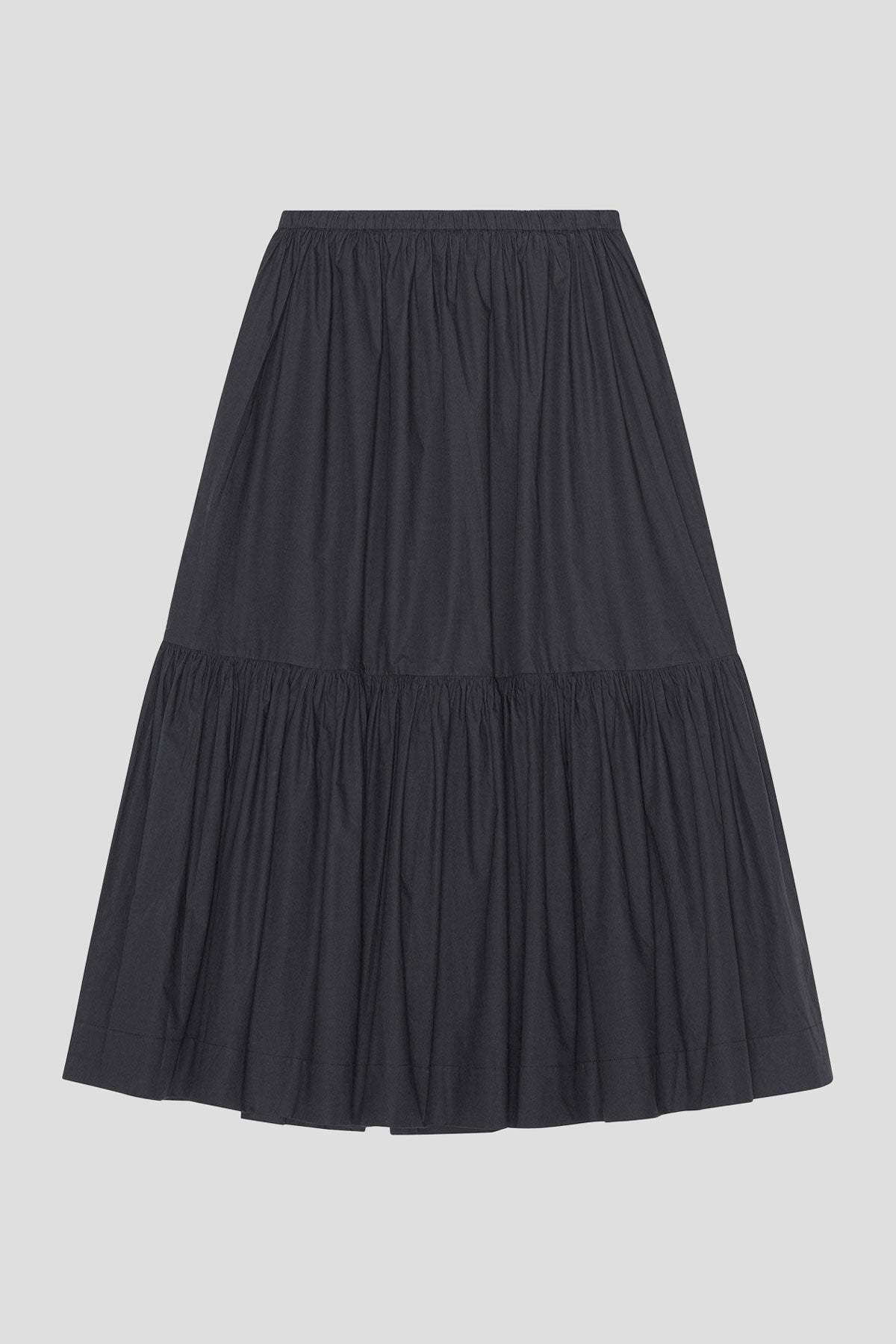 Ganni Cotton Poplin Maxi Flounce Skirt Garmentory