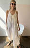 Two Sheer Natural Drawstring Dress - Cream/White Stripe - Thumbnail 3