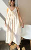 Two Sheer Natural Drawstring Dress - Cream/White Stripe - Thumbnail 4