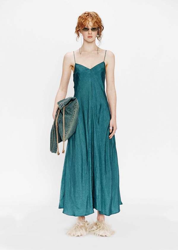 Song for the Mute Cupro Slip Dress - Blue | Garmentory
